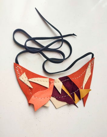 NOUTATI - Colier asimetric din piele naturală, Tomnatic