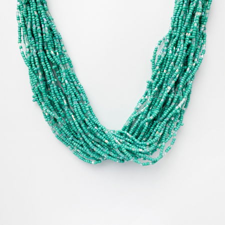 Coliere & Lanțuri - Colier cu multe siruri rasucite din margelute mici turcoaz