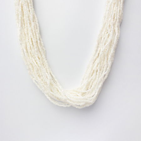 Coliere & Lanțuri - Colier cu multe siruri rasucite din margelute mici albe