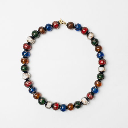 Coliere & Lanțuri - Colier din sticla de murano in nuante de albstru, verde, alb si rosu
