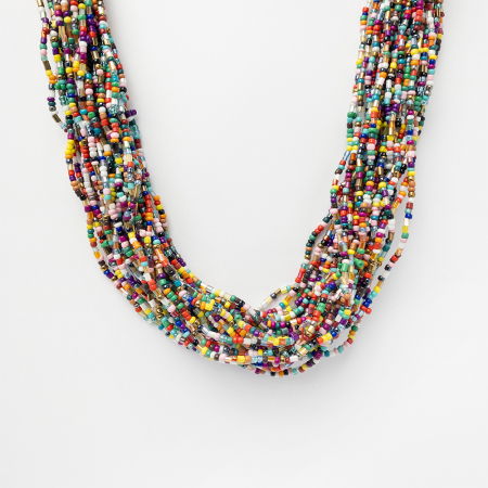 Coliere & Lanțuri - Colier cu multe siruri rasucite din margelute mici multicolore