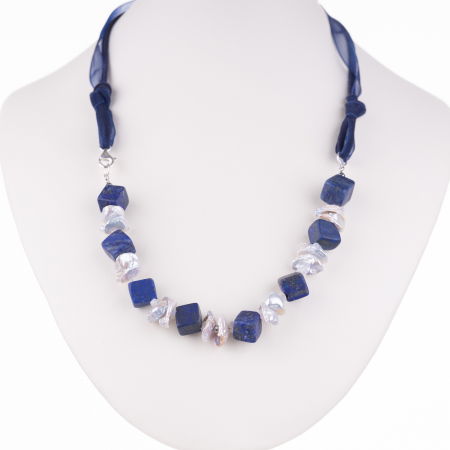 Coliere & Lanțuri Argint - Colier din forme diferite de lapis, perle naturale si hematit
