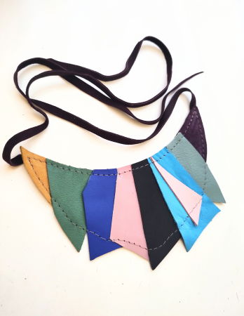 Colier din piele naturală, multicolor ,unicat [1]