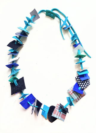 Coliere si Cercei Handmade - Colier cu forme geometrice din piele naturala ,nuante de efect , unicat