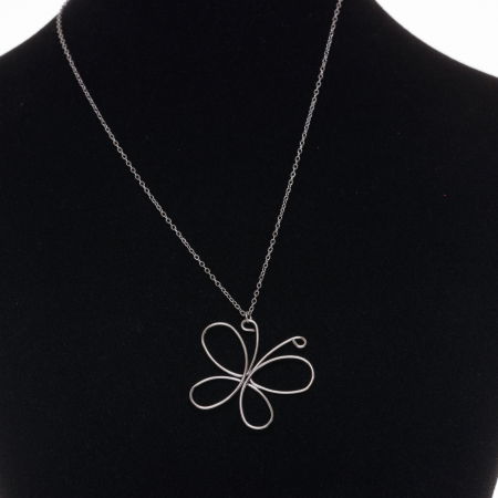 Coliere & Lanțuri - Colier lant fin cu pandant fluture din otel inoxidabil argintiu
