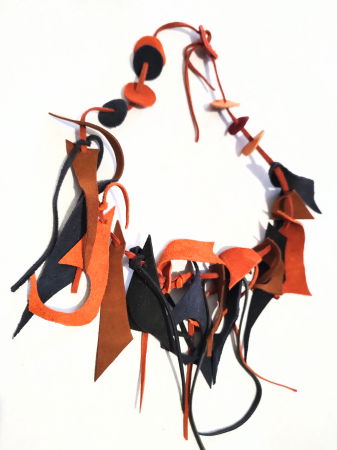 Colier handmade  din mix piele naturala, asimetric, unicat [1]