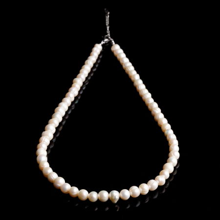 Colier la baza gatului din perle naturale de cultura, rotunde de 5 mm– lungime 43 cm [1]