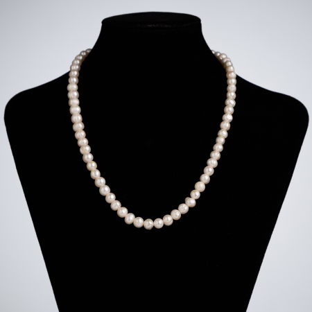 ACADEM - Colier la baza gatului din perle naturale de cultura, rotunde de 5 mm– lungime 43 cm