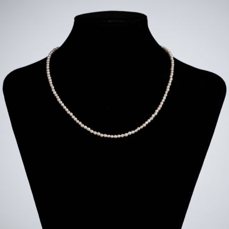 ACADEM - Colier la baza gatului din perle naturale de cultura, rotunde de 3 mm– lungime 40 cm