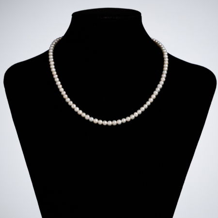 BIJUTERII - Colier la baza gatului din perle naturale de cultura, rotunde de 5 mm– lungime 40 cm