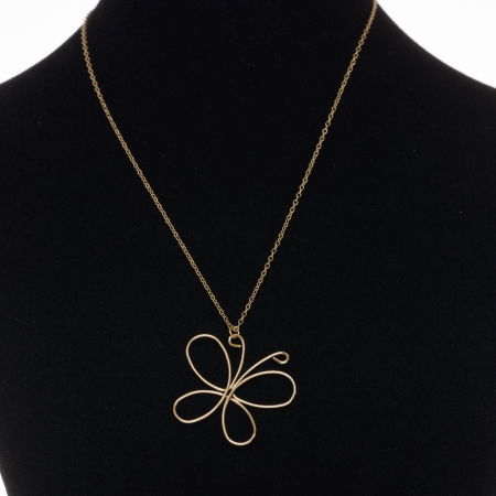 BIJUTERII - Colier lant fin cu pandant fluture din otel inoxidabil auriu