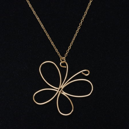 Colier lant fin cu pandant fluture din otel inoxidabil auriu [1]