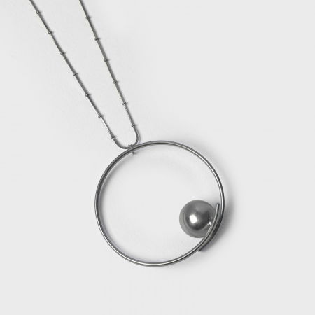 Colier lant lung Vault cu pandant, din alama placat cu gun metal [2]