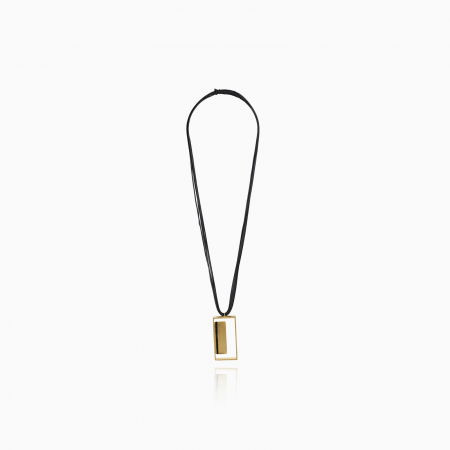 Colier lung Oriel cu pandant in forma rectangulara si cristale negre, din alama placata cu aur de 24k [1]