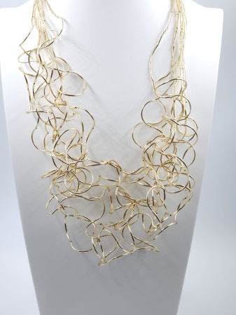 Colier lung statement din multe siruri, cu bucle in cascada, auriu [1]