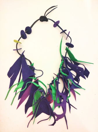 Coliere handmade piele naturala - Colier Indigo din piele naturală, asimetric, unicat