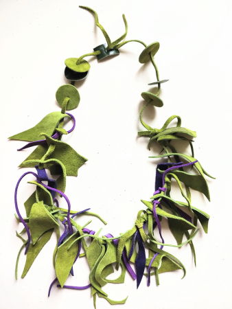 Coliere si Cercei Handmade - Colier Olive handmade   din piele naturala, asimetric, unicat