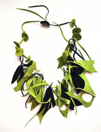 Coliere handmade piele naturala - Colier Olive din piele naturală, asimetric, unicat