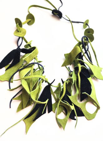 Colier Olive din piele naturală, asimetric, unicat [1]