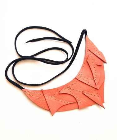 Colier Orange statement,  din piele naturală [1]