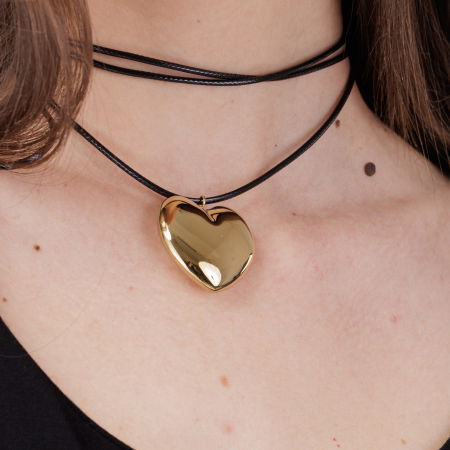 Colier reglabil in forma de inima din otel inoxidabil auriu [1]