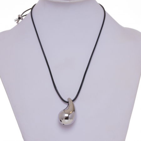 Colier reglabil in forma de picatura din otel inoxidabil argintiu, model gen botega venetta [4]