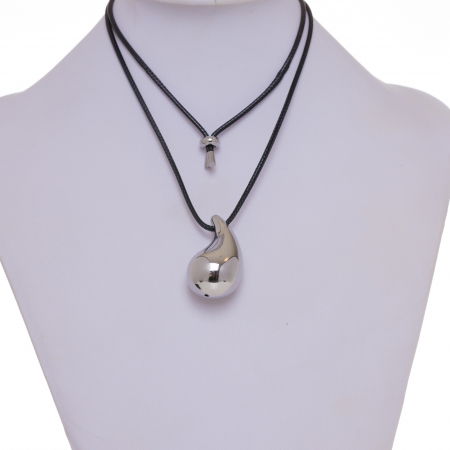 Colier reglabil in forma de picatura din otel inoxidabil argintiu, model gen botega venetta [2]