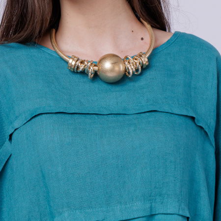 Colier rigid cu bila metalica argintie [1]