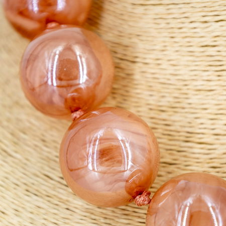 Colier scurt in stil retro, cu bile mari trandafiriu antic [1]