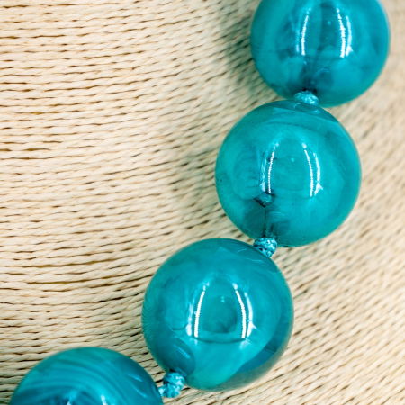 Colier scurt in stil retro, cu bile mari turcoaz [1]