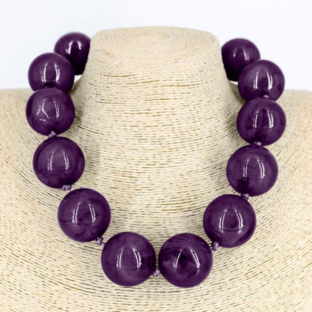 Colier scurt in stil retro, cu bile mari albastre [1]