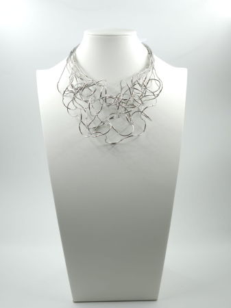 Colier scurt statement din multe siruri, cu bucle in cascada, argintiu [1]