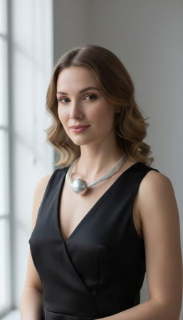 Coliere & Lanțuri - Colier semirigid cu bila metalica argintie antichizata