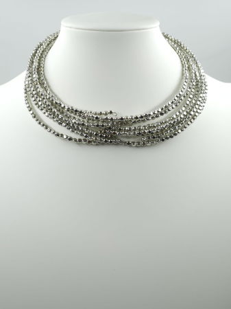 Colier semirigid si elastic cu elemente mici argintii - design minimalist de efect [4]