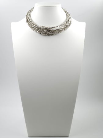 Colier semirigid si elastic cu elemente mici argintii - design minimalist de efect [1]