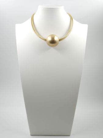 Coliere & Lanțuri - Colier semirigid cu bila metalica aurie antichizata