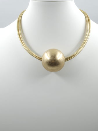 Colier semirigid cu bila metalica aurie antichizata [2]