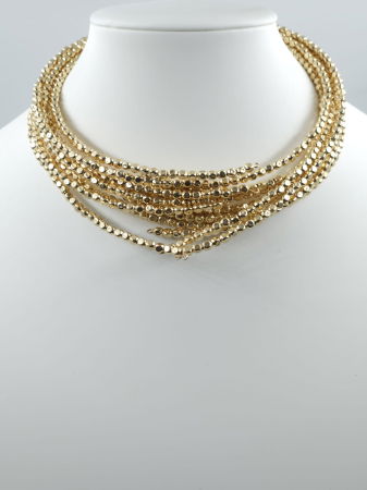 Colier semirigid si elastic cu elemente mici aurii - design minimalist de efect [3]