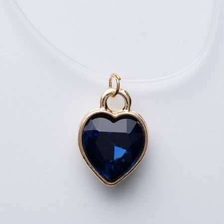 Coliere & Lanțuri - Colier silicon la baza gatului cu pandantiv din stras in forma de inima in montura argintie