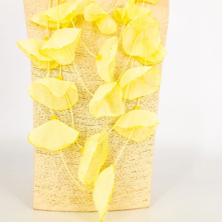 Colier statement galben cu petale textile de mac 3D din organza - design artistic italian [1]