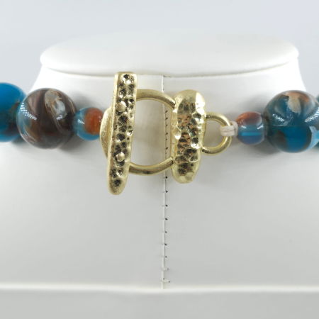 Colier statement cu flori decorative 3D si elemente turcoaz – design artistic [5]