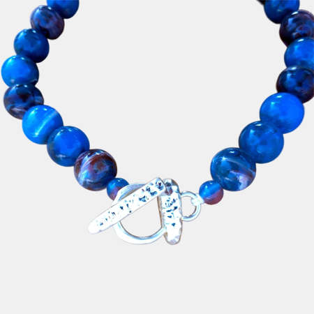 Colier statement cu flori decorative 3D si elemente turcoaz – design artistic [2]