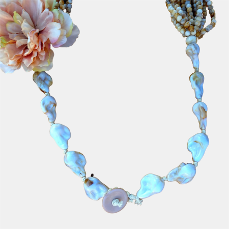 Colier statement cu floare 3D si siraguri de margele – design romantic [3]