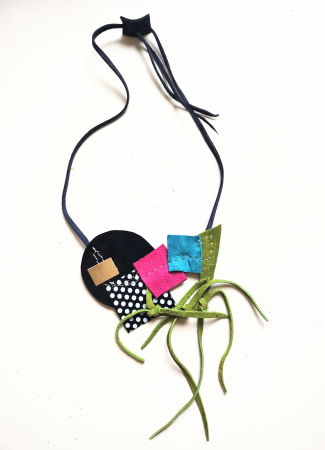 Colier statement  din piele naturala cu insertii , unicat [1]