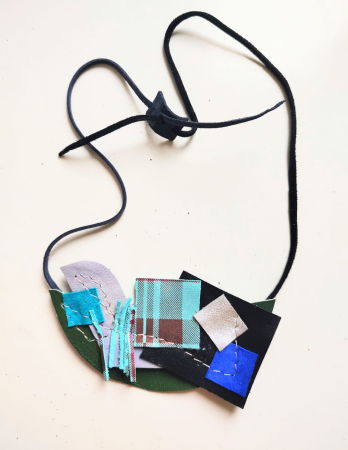 Colier statement din piele naturala ,nuante smarald,bleu,albastru [1]