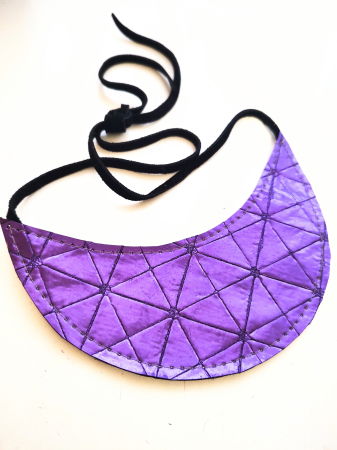 BIJUTERII - Colier mov statement din piele naturală, spirit festiv ,unicat