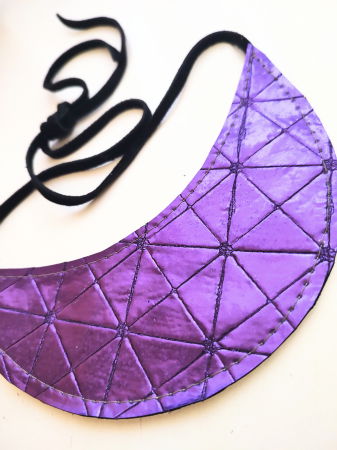 Colier mov statement din piele naturală, spirit festiv ,unicat [1]