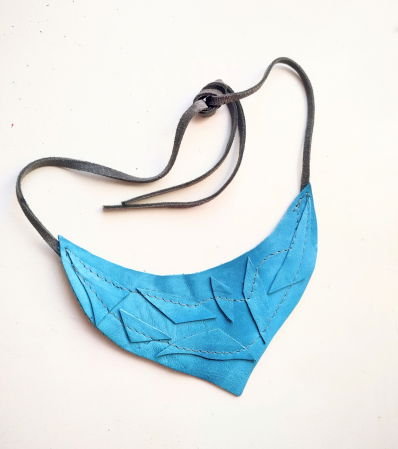 NOUTATI - Colier statement din piele naturală turcoaz