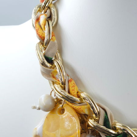 Colier statement marin galben cu stele de mare si scoici – design resort glam [5]