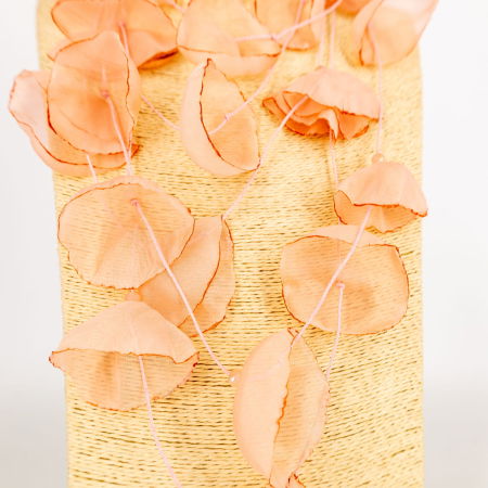 Colier statement roz pudra cu petale textile de mac 3D din organza - design artistic italian [2]